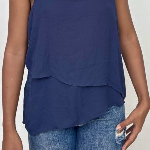 Blusa Básica Larga de Tiras Azul