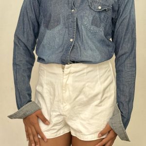 Camisa de Jean Oscuro de Manga Larga