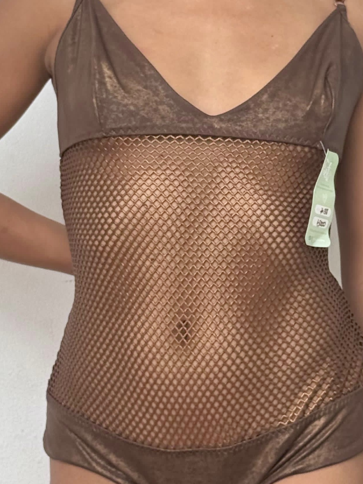 Vestido de Baño Enterizo Cobre con Malla - Image 2