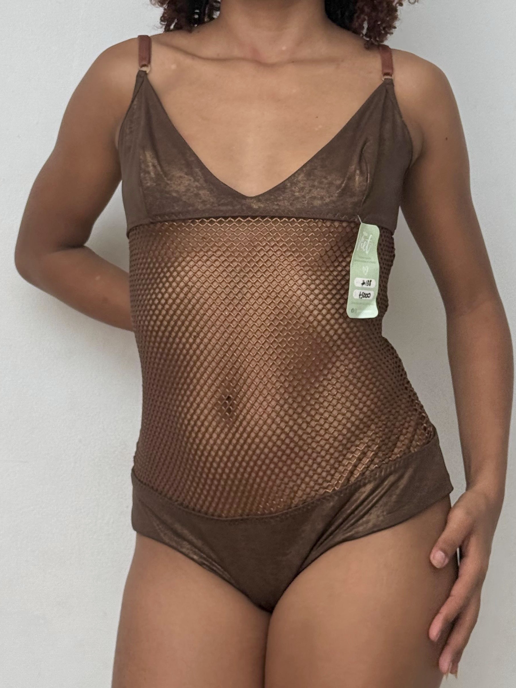 Vestido de Baño Enterizo Cobre con Malla