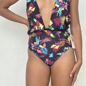 Bikini Enterizo Negro con Escote en la Espalda