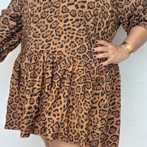 Vestido Básico Tipo Talego Animal Print
