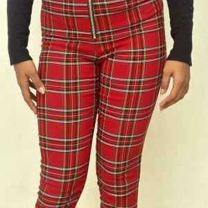 Legging de Cuadros Rojos con Corredera