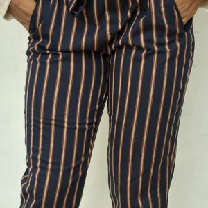 Pantalón de Tela a Rayas con Cinturón