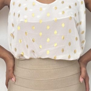 Blusa Transparente con Tiras de Cadena Dorada