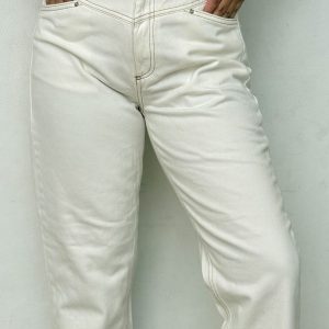 Jeans Blanco de Bota Recta