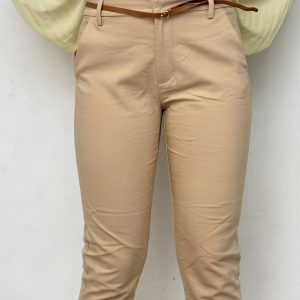 Pantalón Beige de Tela con Correa